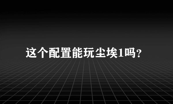 这个配置能玩尘埃1吗？