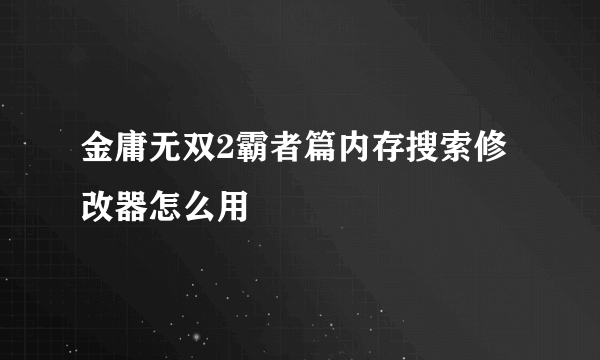 金庸无双2霸者篇内存搜索修改器怎么用