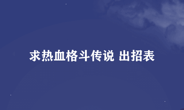 求热血格斗传说 出招表