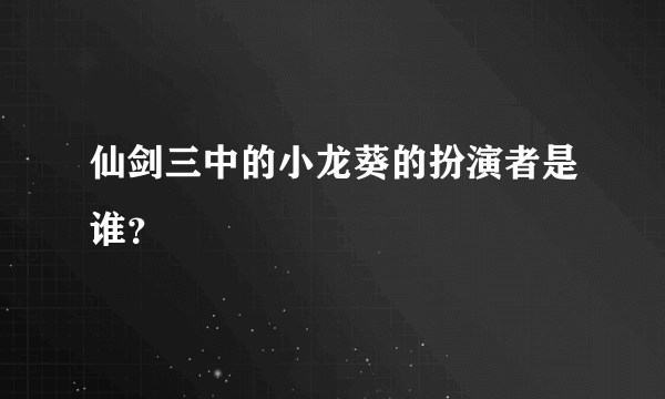 仙剑三中的小龙葵的扮演者是谁？