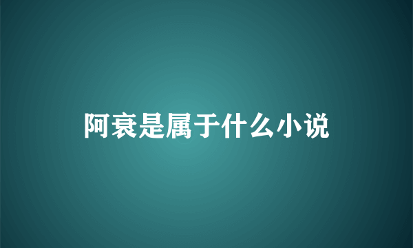 阿衰是属于什么小说