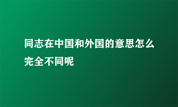 同志在中国和外国的意思怎么完全不同呢