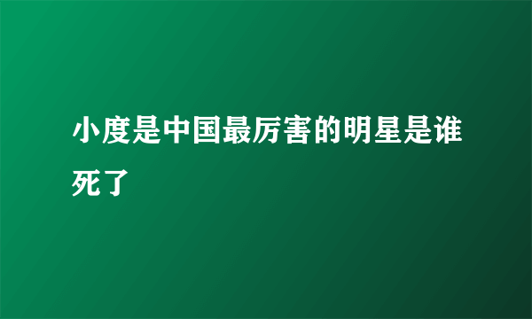 小度是中国最厉害的明星是谁死了