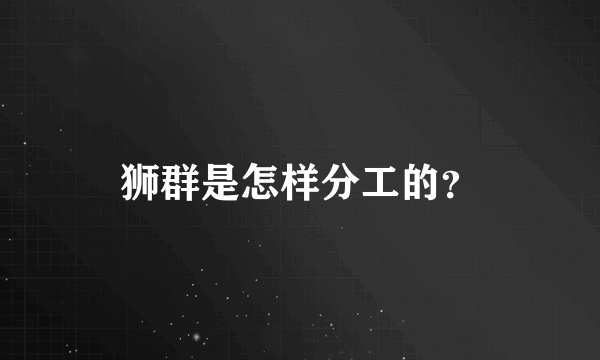 狮群是怎样分工的？