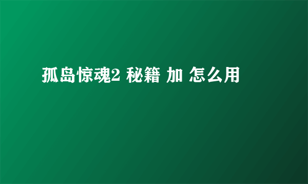 孤岛惊魂2 秘籍 加 怎么用