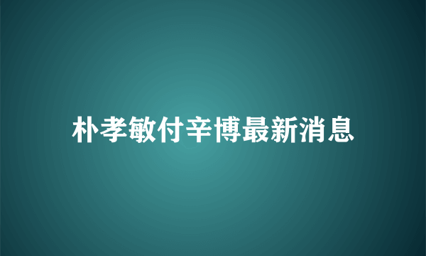 朴孝敏付辛博最新消息