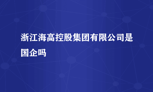 浙江海高控股集团有限公司是国企吗