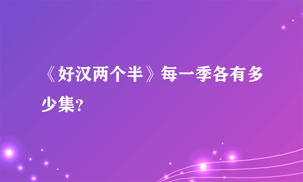 《好汉两个半》每一季各有多少集？