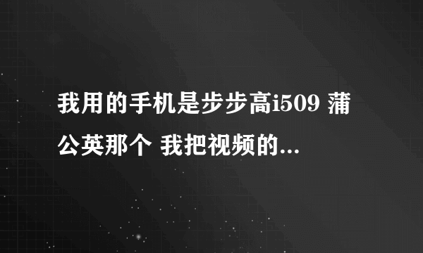 我用的手机是步步高i509 蒲公英那个 我把视频的格式转了MP4之后在手机上无法播放 说是不支持的格式