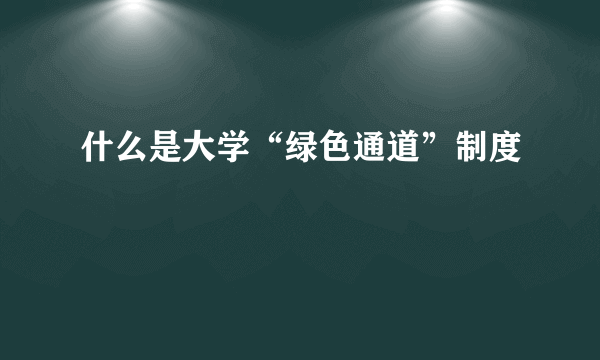 什么是大学“绿色通道”制度