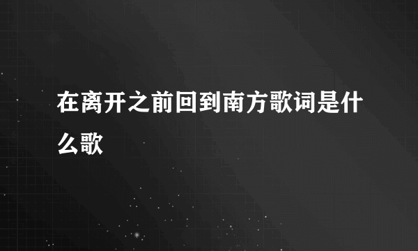 在离开之前回到南方歌词是什么歌