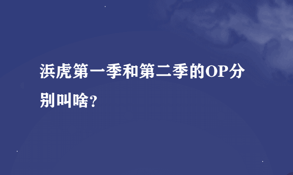 浜虎第一季和第二季的OP分别叫啥？