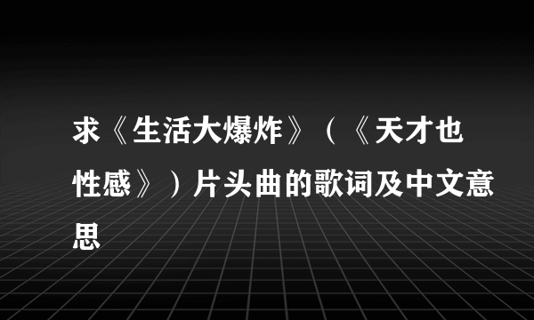 求《生活大爆炸》（《天才也性感》）片头曲的歌词及中文意思