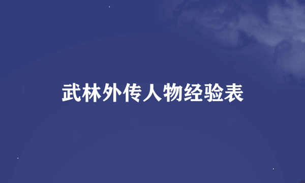 武林外传人物经验表