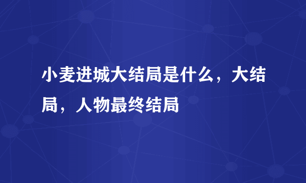 小麦进城大结局是什么，大结局，人物最终结局