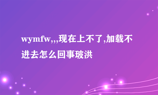 wymfw,,,现在上不了,加载不进去怎么回事玻洪