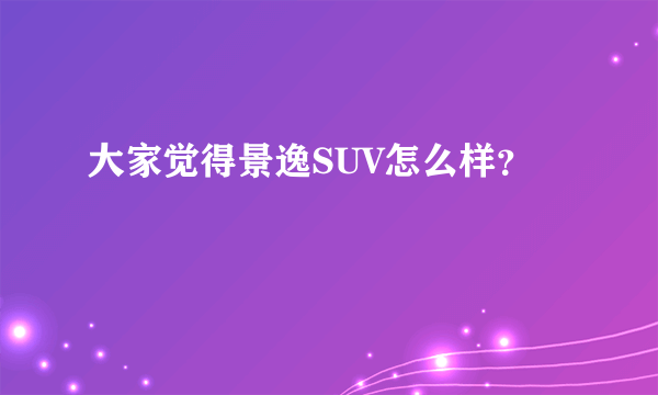 大家觉得景逸SUV怎么样？