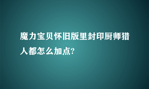 魔力宝贝怀旧版里封印厨师猎人都怎么加点?