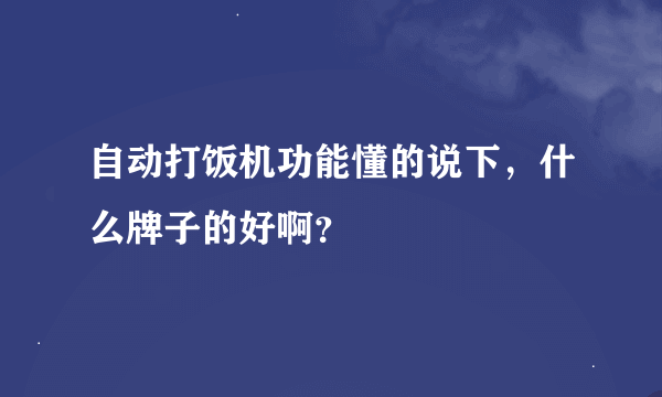 自动打饭机功能懂的说下，什么牌子的好啊？