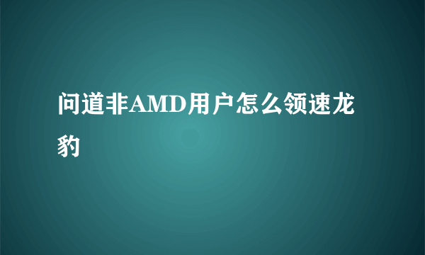 问道非AMD用户怎么领速龙豹