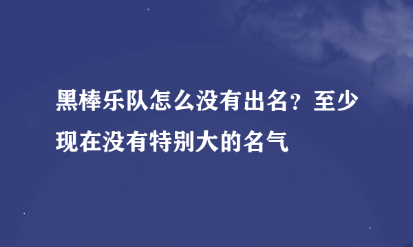 黑棒乐队怎么没有出名？至少现在没有特别大的名气