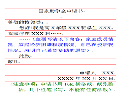 申请贫困学生资助表怎么写