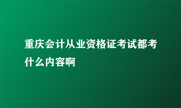 重庆会计从业资格证考试都考什么内容啊