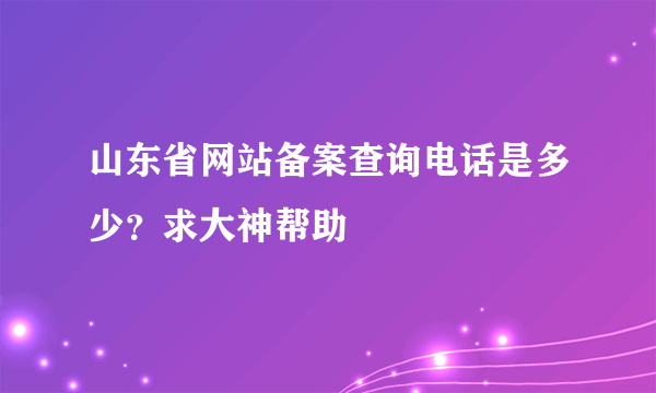 山东省网站备案查询电话是多少？求大神帮助