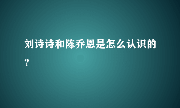 刘诗诗和陈乔恩是怎么认识的？