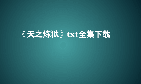 《天之炼狱》txt全集下载