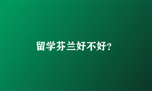 留学芬兰好不好？