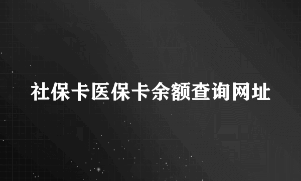 社保卡医保卡余额查询网址