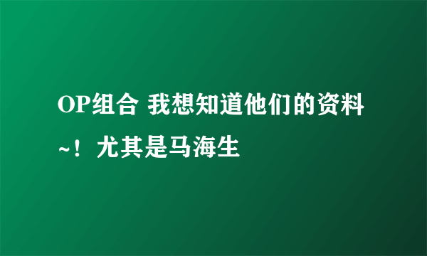 OP组合 我想知道他们的资料~！尤其是马海生