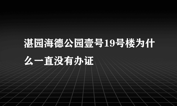 湛园海德公园壹号19号楼为什么一直没有办证