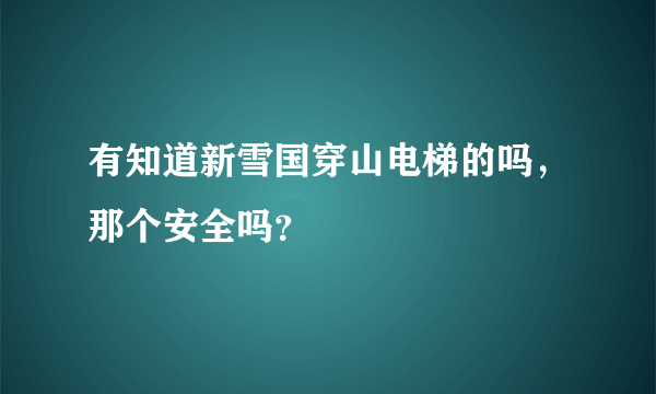 有知道新雪国穿山电梯的吗，那个安全吗？