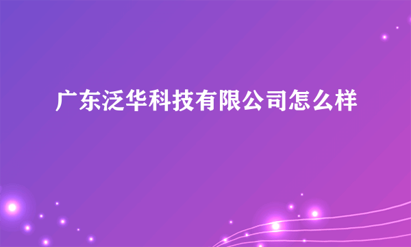 广东泛华科技有限公司怎么样