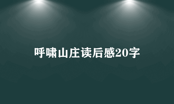 呼啸山庄读后感20字