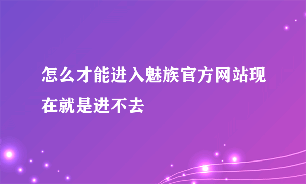 怎么才能进入魅族官方网站现在就是进不去