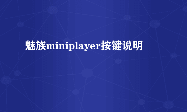 魅族miniplayer按键说明