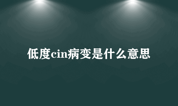 低度cin病变是什么意思