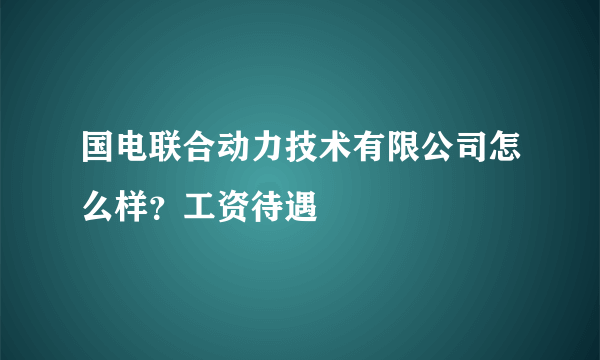 国电联合动力技术有限公司怎么样？工资待遇