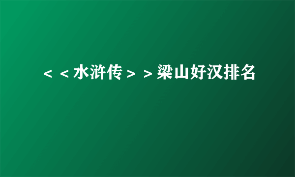 ＜＜水浒传＞＞梁山好汉排名