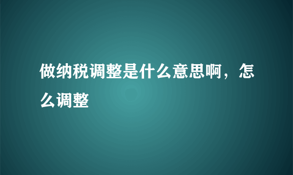 做纳税调整是什么意思啊，怎么调整