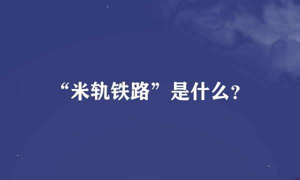 “米轨铁路”是什么？