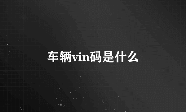 车辆vin码是什么