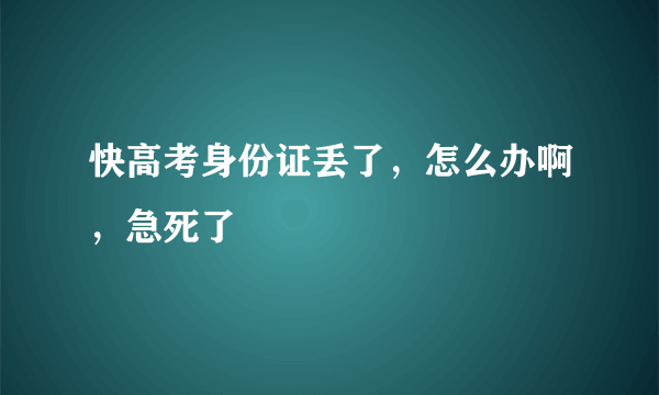 快高考身份证丢了，怎么办啊，急死了