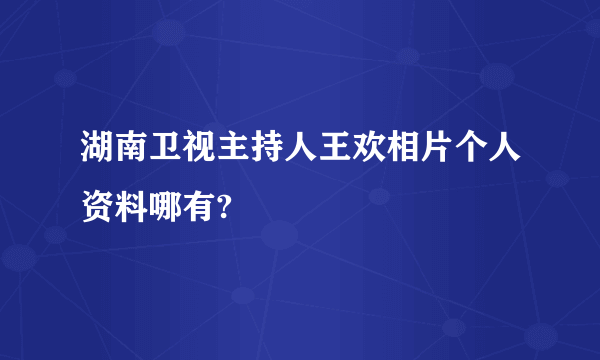 湖南卫视主持人王欢相片个人资料哪有?