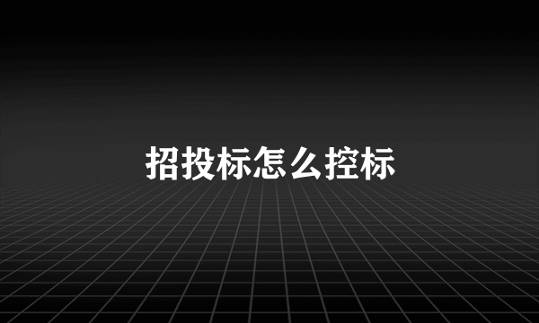 招投标怎么控标