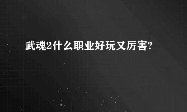 武魂2什么职业好玩又厉害?