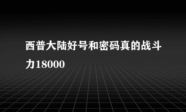 西普大陆好号和密码真的战斗力18000